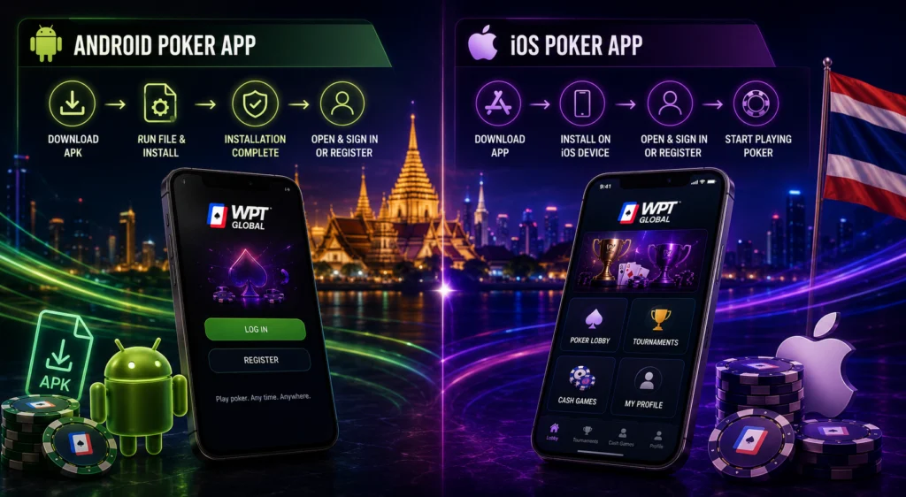 Installing WPT Global app on Android and iOS in Thailand